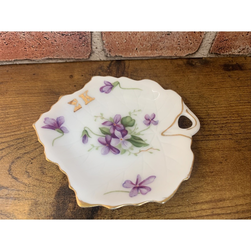 Rare Initialed Rossetti Spring Violets Occupied Japan Maple Leaf Dish Tea Bag